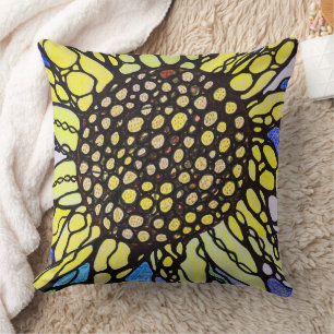 Sunflower Modern Art Handmade Painting Throw Pillow