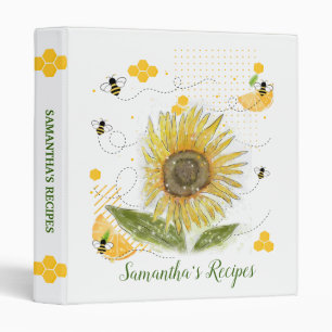 Sunflower Modern Cookbook Recipe 3 Ring Binder