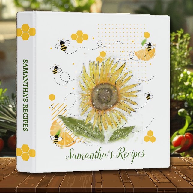 Sunflower Modern Cookbook Recipe 3 Ring Binder (Creator Uploaded)