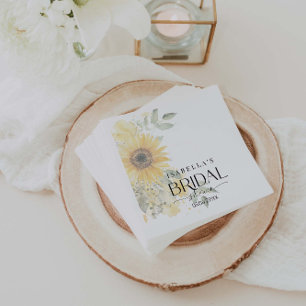 Sunflower Modern Floral Bridal Shower Napkins