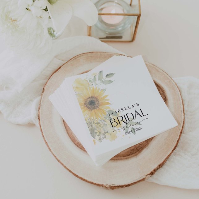 Sunflower Modern Floral Bridal Shower Napkins (Creator Uploaded)