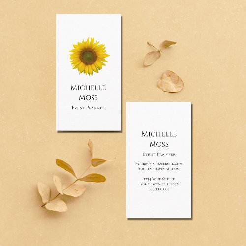 Sunflower Modern Floral Event Planner  Business Card