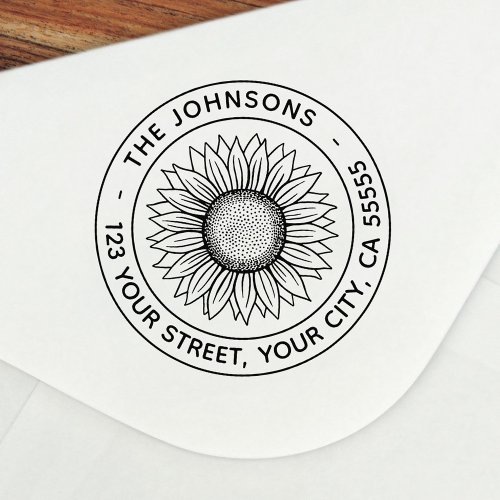 Sunflower modern return address self_inking stamp