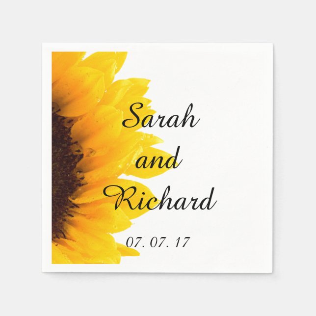 Sunflower Modern Wedding Paper Napkins (Front)