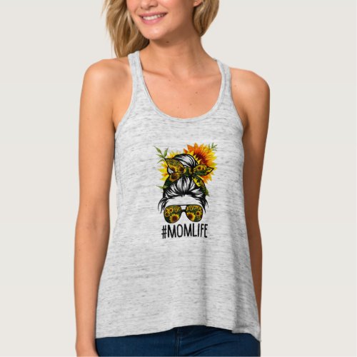 Sunflower Mom Life Messy Bun Tank Top 