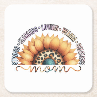 Sunflower Mom Square Paper Coaster