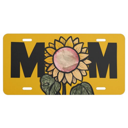 Sunflower Mom Sunflowers Art Mothers Day           License Plate