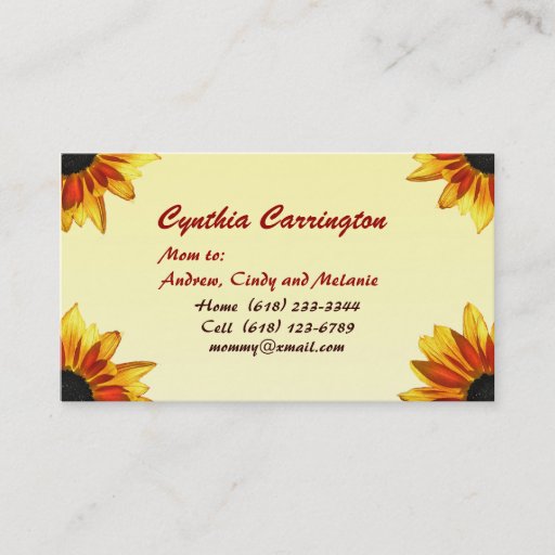 Customizable Sunflower Mommy Business Card