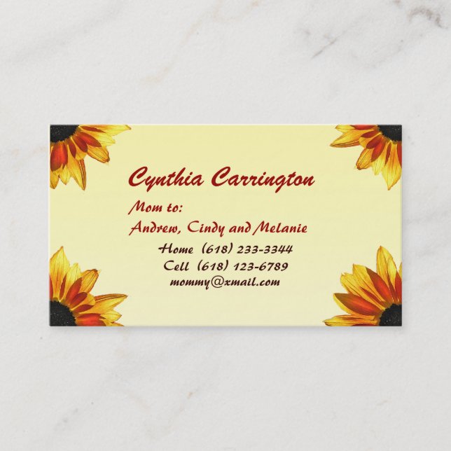 Sunflower Mommy Calling Card (Front)