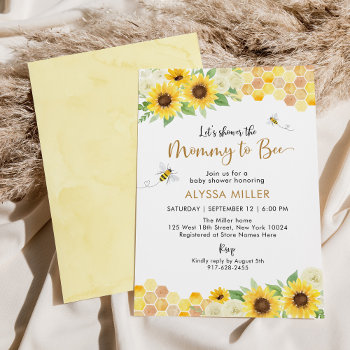 Sunflower Mommy To Bee Honey Bee Baby Shower Invitation by LittlePrintsParties at Zazzle