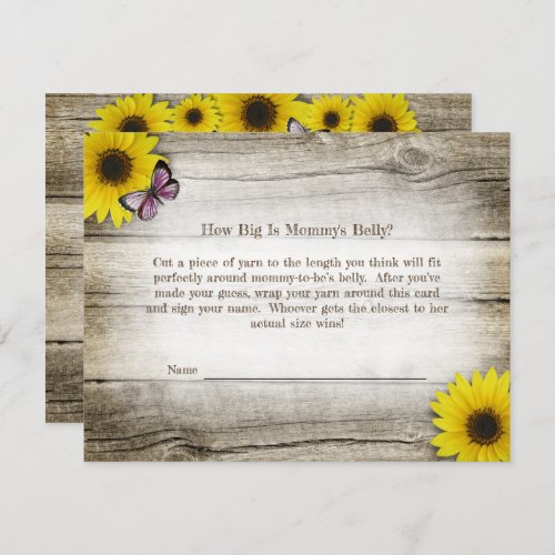 Sunflower Moms Belly Size Baby Shower Game  Pink Invitation