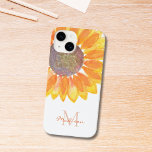 Sunflower Monogram Case-Mate iPhone 14 Case<br><div class="desc">This floral iPhone case is decorated with a yellow watercolor sunflower and monogram in stylish typography.
Easily customizable. 
Original Watercolor © Michele Davies.</div>