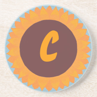Sunflower Monogram Coasters, Customize Coaster