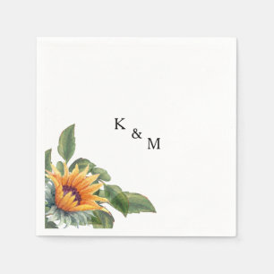 Sunflower Monogram Cocktail Napkins
