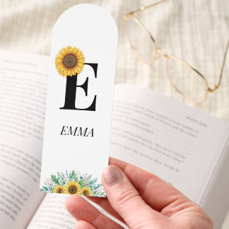 Sunflower Monogram Custom Bookmark