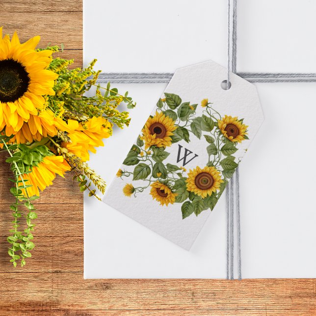 Sunflower Monogram Gift Tags (Creator Uploaded)
