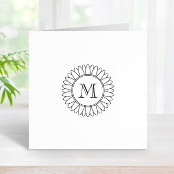 Sunflower Monogram Initial 1x1 Rubber Stamp by Chibibi at Zazzle
