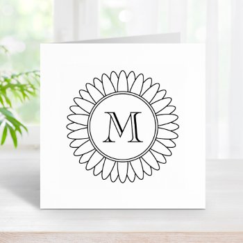 Sunflower Monogram Initial Rubber Stamp by Chibibi at Zazzle