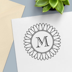 Sunflower Monogram Initial Self-inking Stamp