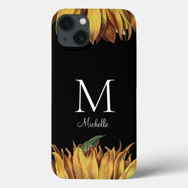 Sunflower Monogram Name  Case-Mate iPhone Case (Back)