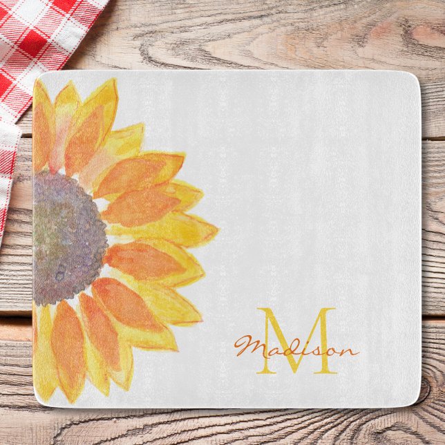 Sunflower Monogram Name Cutting Board (Creator Uploaded)