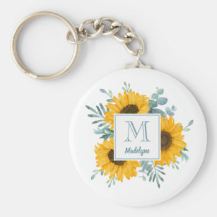 Sunflower Key Chain Bow key chain Glitter bow key chain custom gift