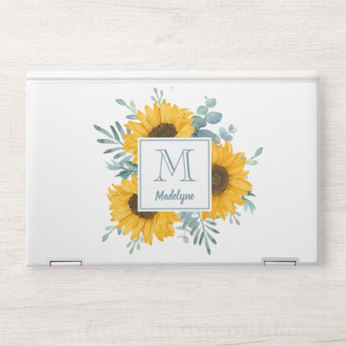 Sunflower Monogram Name Personalized HP Laptop Skin