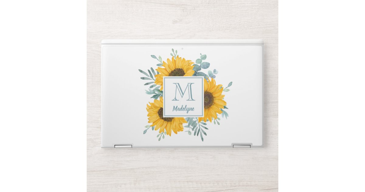 Sunflower Monogram Name Personalized HP Laptop Skin | Zazzle