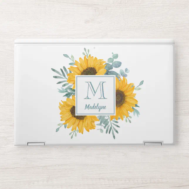 Sunflower Monogram Name Personalized HP Laptop Skin | Zazzle