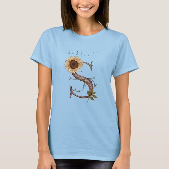 Sunflower Monogram 'S' Elegant  T-Shirt (Front)