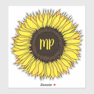 Sunflower monogram sticker