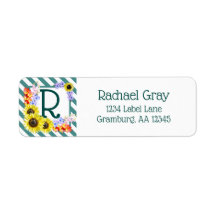 Sunflower Monogram Teal Stripes