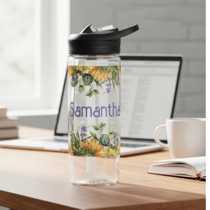 Sunflower Monogram Water Bottle