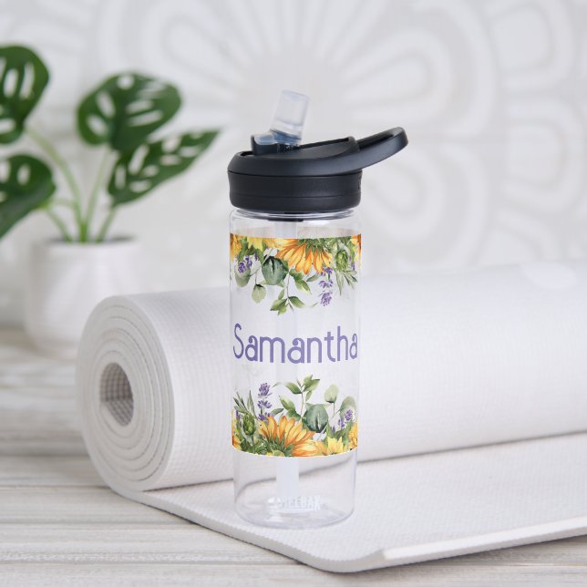Sunflower Monogram Water Bottle (Yoga)
