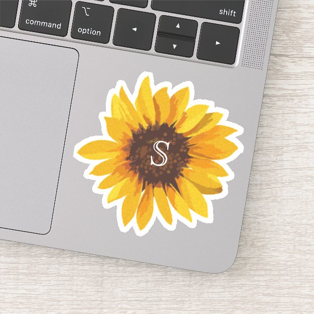 Sunflower Monogram Watercolor Sticker (Detail)