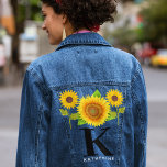 Sunflower Monogram Women's Wedding Attire Denim Jacket<br><div class="desc">Elevate your wedding attire with our "Sunflower Monogram Women's Wedding Attire Denim Jacket." This exquisite jacket is designed to add a touch of personalization and charm to your special day. The centerpiece of this design is a delicate sunflower monogram, custom-made to feature your unique initials. The jacket offers a versatile...</div>