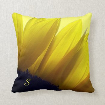 Sunflower Monogrammed Throw Pillow by ArtByApril at Zazzle