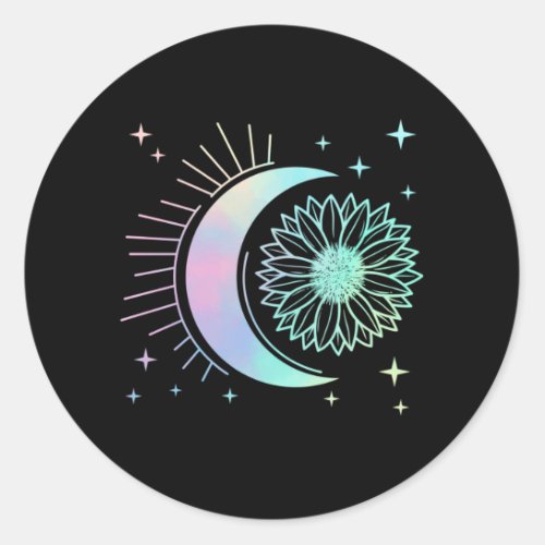 Sunflower Moon Art Pastel Goth Beautiful Flower Classic Round Sticker