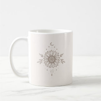 Sunflower Moon Line Art Coffee Mug