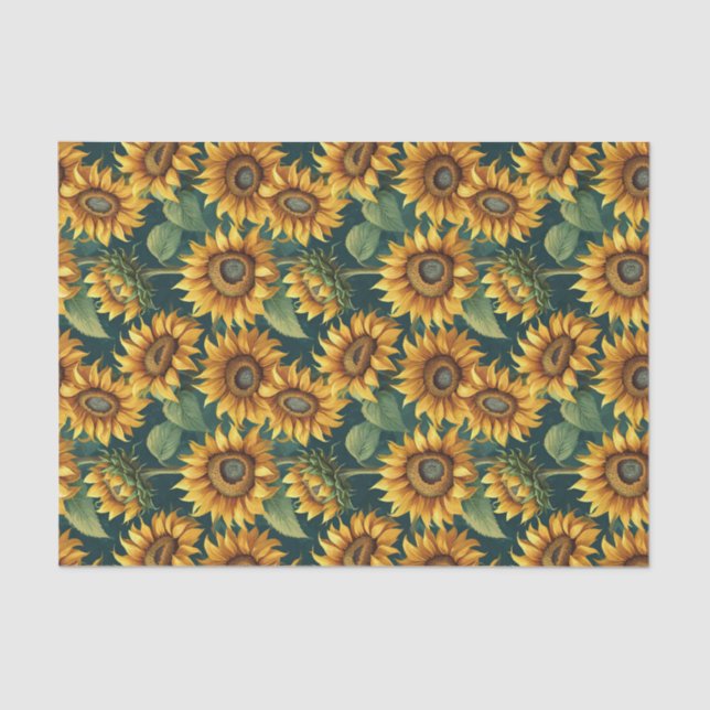 Sunflower Morning on Deep Green Tissue Paper (Front)
