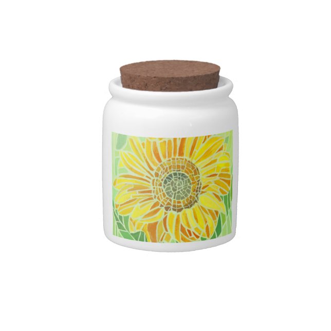 Sunflower Mosaic Candy Jar (Front)