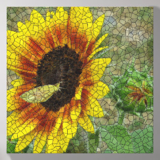 Sunflower Mosaic Canvas Photo Tile