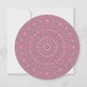 Sunflower Mosaic Round Invitation in Cranberry Red