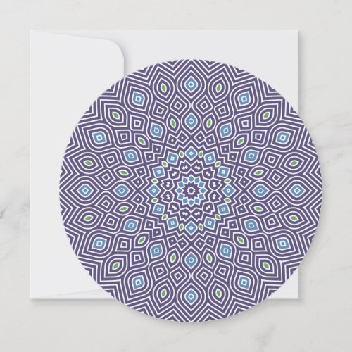 Sunflower Mosaic Round Invitation in Navy Blue