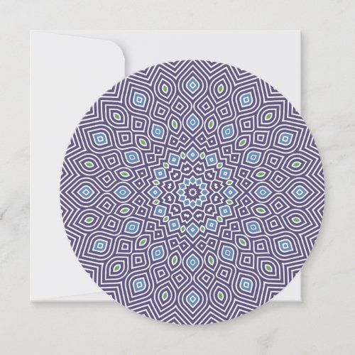 Sunflower Mosaic Round Note Card in Blue
