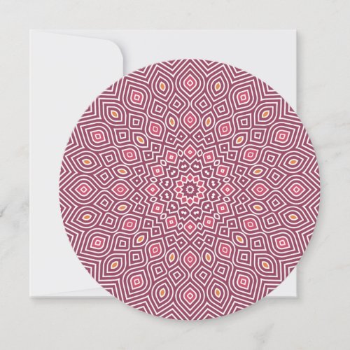 Sunflower Mosaic Round Note Card in Cranberry Red