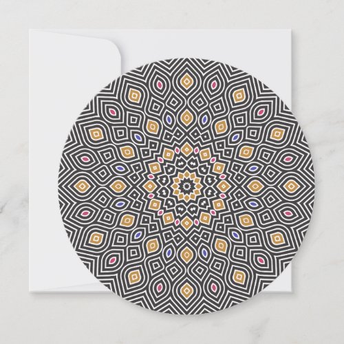 Sunflower Mosaic Round Note Card in Gold and Black