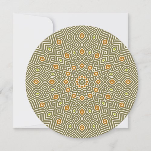 Sunflower Mosaic Round Note Card in Olive Green