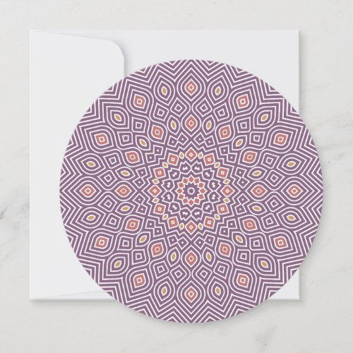 Sunflower Mosaic Round Note Card in Violet