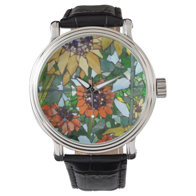 Sunflower Mosaic Watch by Willowcatdesigns (Front)